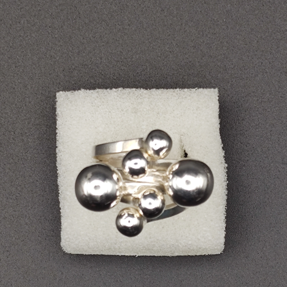 Sterling Silver Ball Cluster Ring - image 1